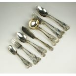 A Harlequin part set of Kings pattern flatware, various makers and dates,