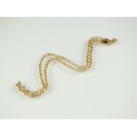 A 9ct yellow gold belcher link chain, with lobster claw clasp, length 44cm, weight 10.