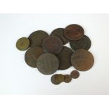 Nine late 18th century/early 19th century copper tokens, Bishopsgate, Coventry, Coalbrookdale,