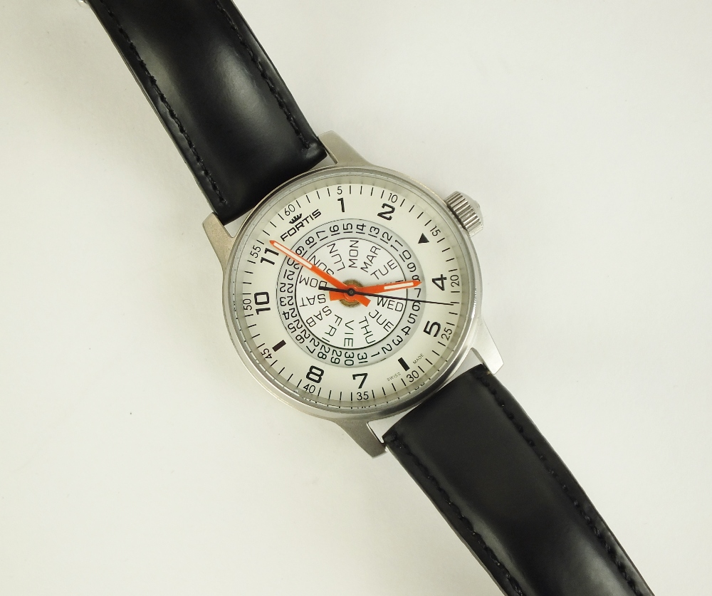 A Gentleman's stainless steel Fortis Flieger Pilots Automatic wristwatch,