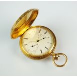 A 19th century yellow metal American full hunter pocket watch,