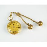 A Lady's 19th century 18ct gold fob watch, London 1873,
