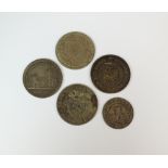 Five early 19th century silver tokens, comprising; a Flintshire 1811 one shilling bank token,