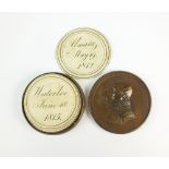 Duke of Wellington, lidded box containing thirteen roundels listing his victories,