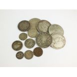A collection of British coinage, comprising; five crowns, dated 1844, 1892, 1893, 1935 and 1960,