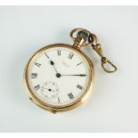 A Gentleman's 9ct gold Waltham open face pocket watch, Birmingham 1920,