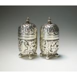 A pair of Victorian silver pepperettes, Horace Woodward & Co Ltd, London 1898,