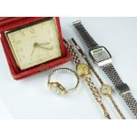 A lady's 9ct gold Timor wristwatch, with attached expanding Excalibur bracelet,