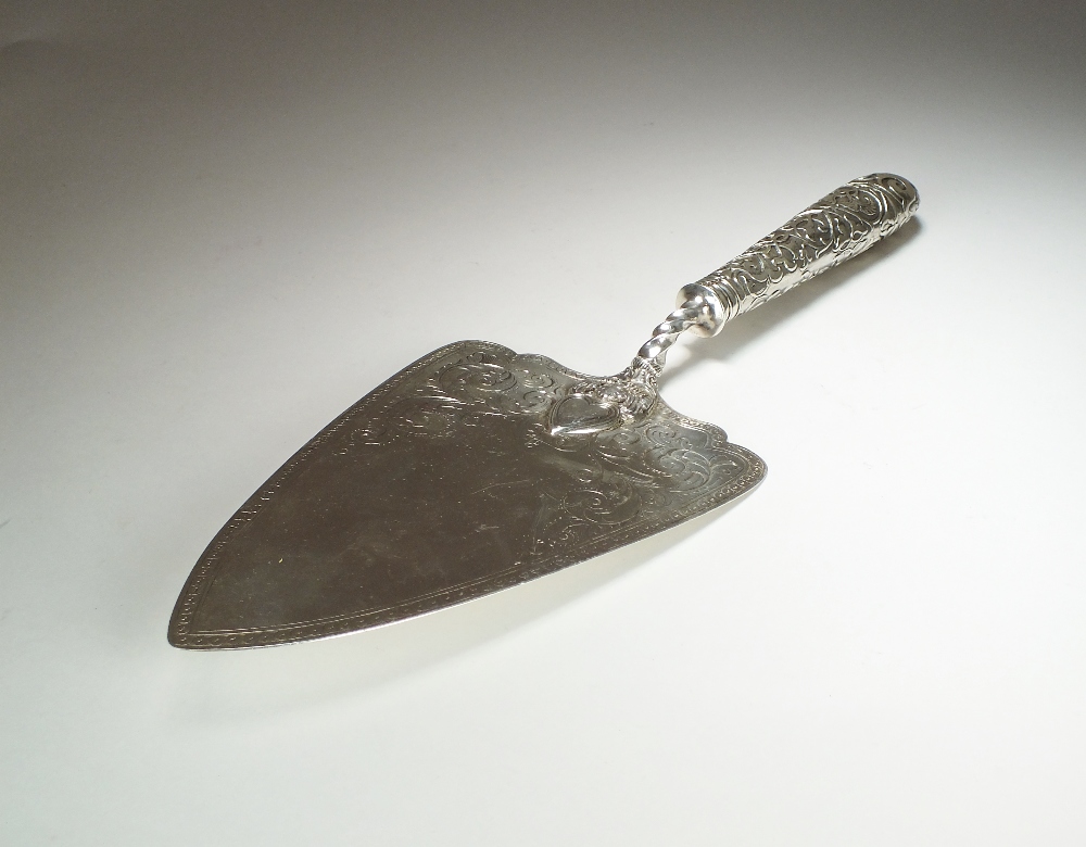 A Victorian silver presentation trowel, George Adams for Chawner & Co, London 1863,