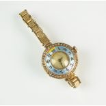 A lady's 9ct gold enamel and seed pearl set Rolex wristwatch,