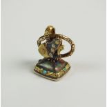 An early 19th century agate seal with butterfly mount,