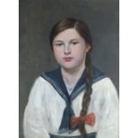 Russian School, early 20th century, Portrait of a young girl in a sailors uniform,