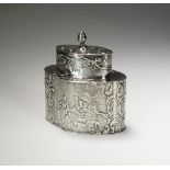 A continental silver tea caddy, Edwin Thompson Bryant, London 1897,