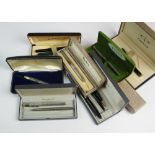 A collection of nine assorted fountain pens, to include; Parker Duoford set,