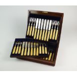 A Victorian cased set of silver fish knives and forks, Harrison Brothers & Howson,