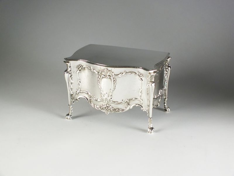 A silver mounted trinket/jewellery box