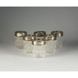Six silver mounted tot glasses