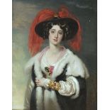 Manner of Thomas Lawrence, Portrait of Lady Peel, oil on wood