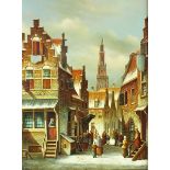 Peter Cornelius Steenhouwer, Street scene, oil on panel