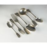 A harlequin collection of silver Fiddle pattern flatware