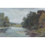 Ann Phillips, river landscape, oil on canvas