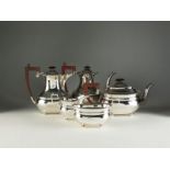 A matched five piece silver tea and coffee service