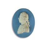 A collection of predominantly Wedgwood blue and white jasperware portrait medallions, 18th-19th