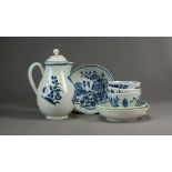 Three half-size Worcester porcelain tea-bowls and saucers, circa 1785-90, transfer-printed in