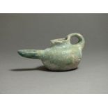 Byzantine, ceramic oil lamp, 7th - 9th century AD. Long nozzle with rounded body and flat