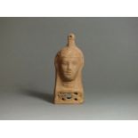 Greco-Egyptian lamp holder; ceramic; 3rd - 1st century BC; lamp holder in the form of the bust of