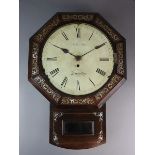 A mid-19th century inlaid rosewood drop dial clock signed by Edwards of Llangollen. The signed