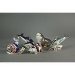 Six Royal Crown Derby imari paperweights late 20th century comprising a Hedgehog, 11.2cm long, a