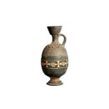 South Italian Apulian black glazed oinochoe, 4th century BC; flared spout with flat rim, thin neck