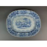 A Staffordshire blue and white earthenware meat plate circa 1840, transfer-printed in the '