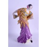 A RARE LARGE ITALIAN NAPLES PORCELAIN FIGURE OF A GYPSY DANCER modelled in foliate embellished