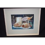 ENGLISH SCHOOL, framed pastel, Bristol Savages, "Lewis", still life food. 24 cm x 34 cm.