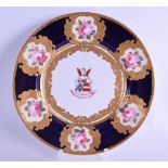 Early 19th c. Chamberlains Worcester armorial plate painted with the with the arms of Hullock