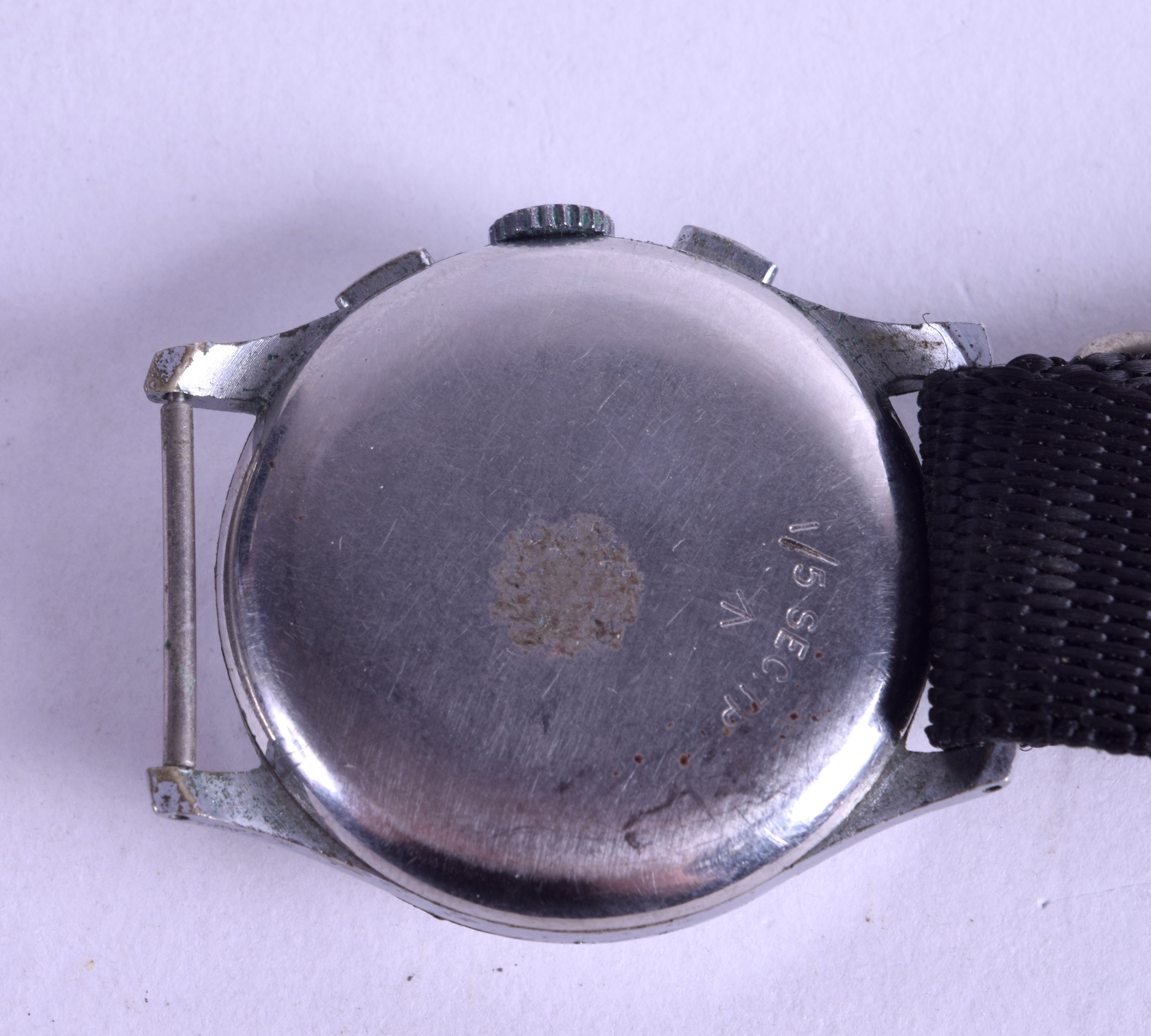 A VINTAGE BREITLING STAINLESS STEEL WRISTWATCH with white multi dial and black numerals. 3.5 cm - Image 2 of 7