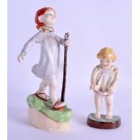 A ROYAL WORCESTER FIGURE entitled 'Thursday's Child', together with another entitled 'Joan'. 17 cm &