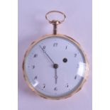 A GOOD 19TH CENTURY 18CT YELLOW GOLD REPEATING POCKET WATCH with circular white enamel dial and