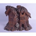 A GOOD LARGE 19TH CENTURY BAVARIAN BLACK FOREST JEWELLERY CASKET in the form of a house with