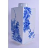 A GOOD CHINESE BLUE AND WHITE PORCELAIN KONG VASE painted with a fisherman and child within a