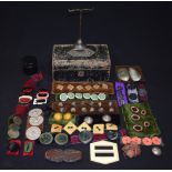 A QUANTITY OF ANTIQUE BUTTONS, of varying style and material including some Art Deco. (qty)