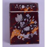 A MID 19TH CENTURY CARVED TORTOISESHELL AND MOTHER OF PEARL CARD CASE decorated with flowers and