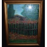 MANNER OF WYNFORD DEWHURST (1864-1941), framed oil on board, impressionist landscape. 24 cm x 18