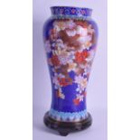 A CHINESE REPUBLICAN PERIOD BOXED CLOISONNE ENAMEL VASE decorated with extensive foliage and