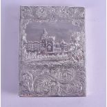 A FINE VICTORIAN SILVER CARD CASE by Taylor Perry, decorated with a view of Windsor Castle,