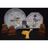 A COLLECTION OF ROLLS ROYCE MEMORABILIA, including two plates, badge's etc. (8)