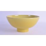 A CHINESE IMPERIAL YELLOW PEDESTAL FOOTED BOWL probably Qing, bearing Jiajing marks to base. 19 cm x