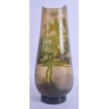 A FRENCH ART NOUVEAU CAMEO GLASS VASE probably Galle, decorated with a landscape. 26 cm high.